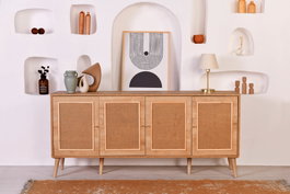 Hanah Home Consola Jüt de Roble con Tejido de Yute